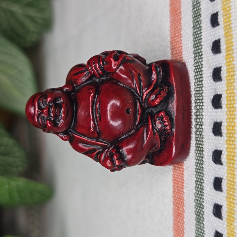 Red Laughing Buddha Figurine